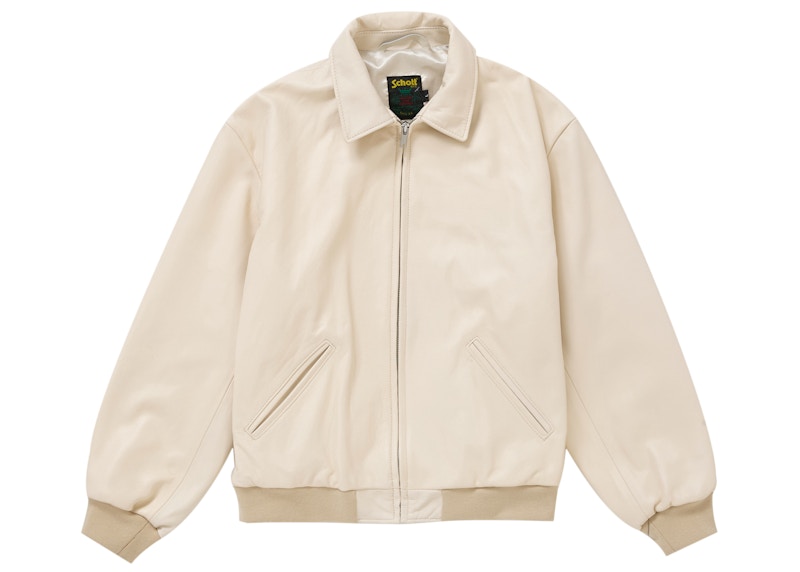 Order Supreme Schott 连帽皮革飞行夹克 石色