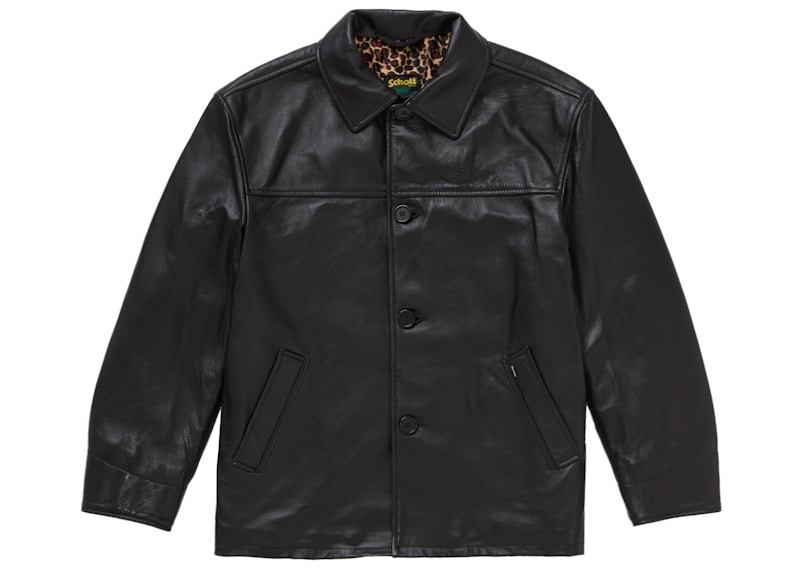 Supreme Schott Leather Car Coat (SS25) Black