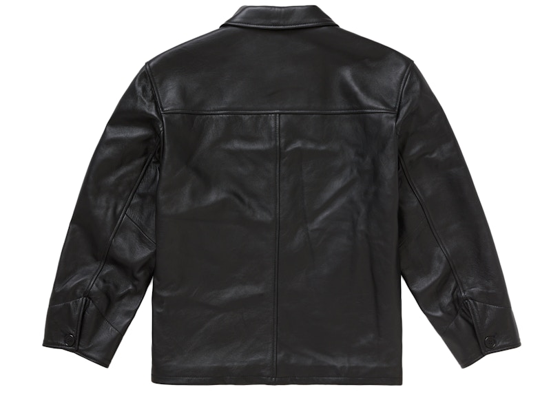 Lookbook Supreme Schott 皮革汽車大衣 (SS25) 黑色