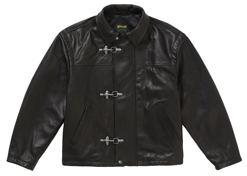 Supreme Schott Leather Clip Jacket Black