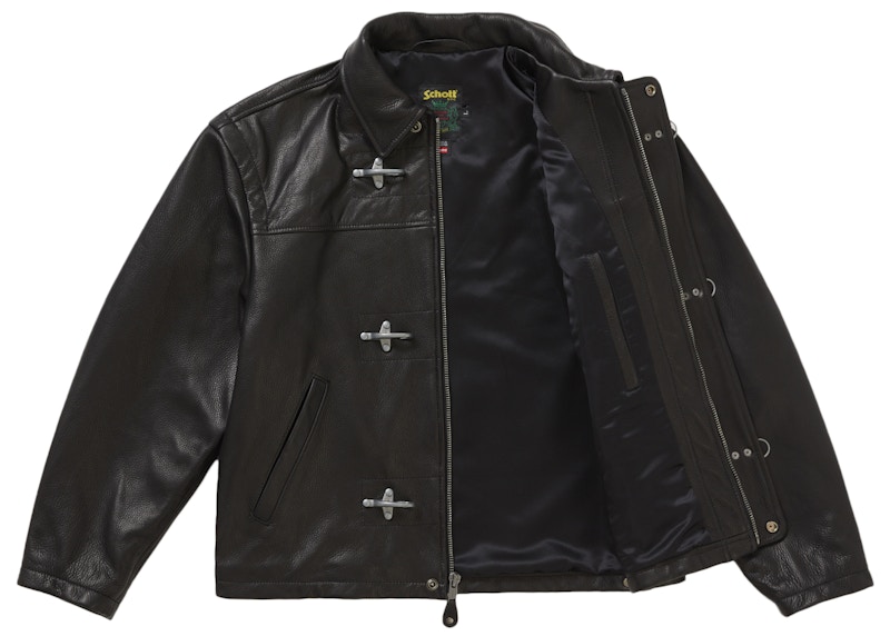 Supreme Schott Leather Clip Jacket Black 圖 2