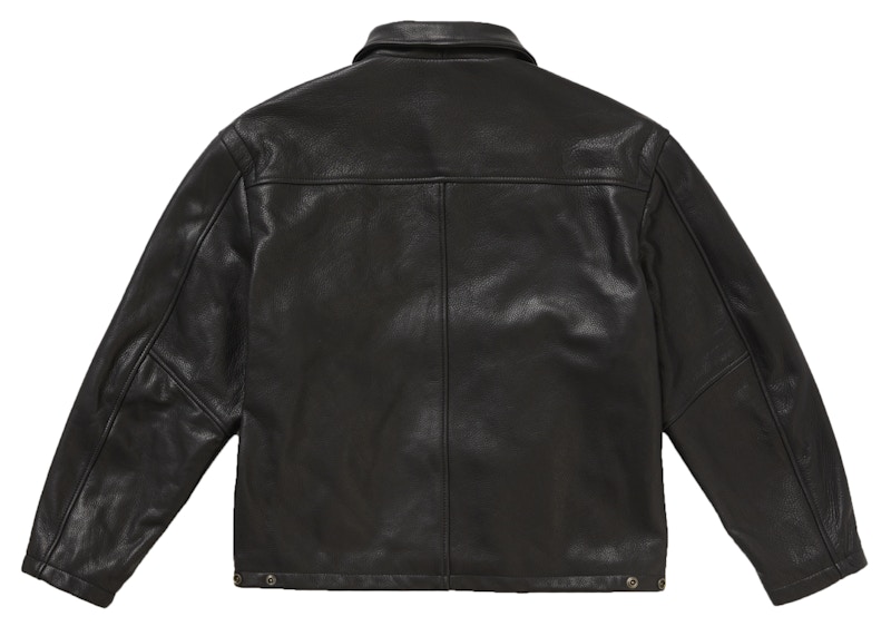 Supreme Schott Leather Clip Jacket Black 圖 3
