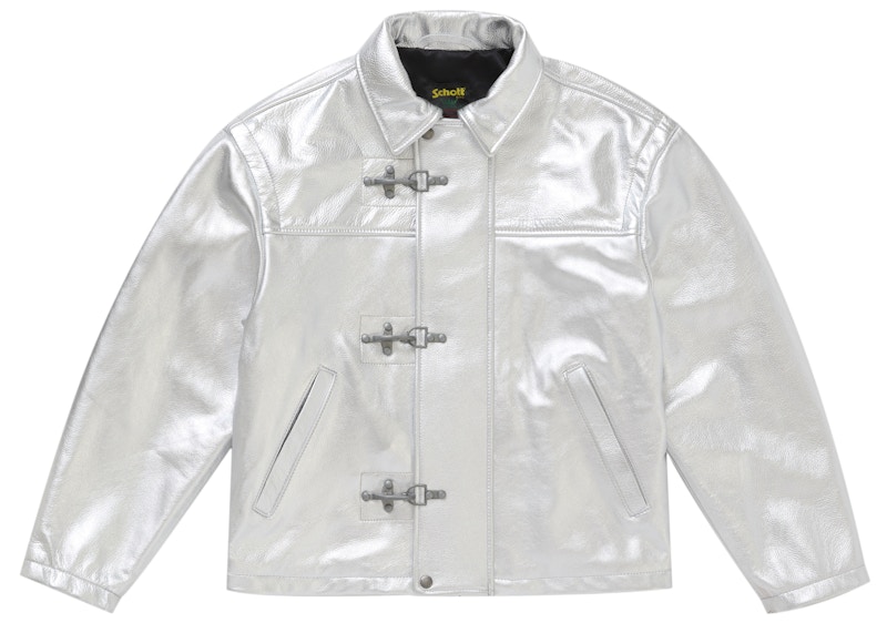 Supreme Schott Leather Clip Jacket Silver