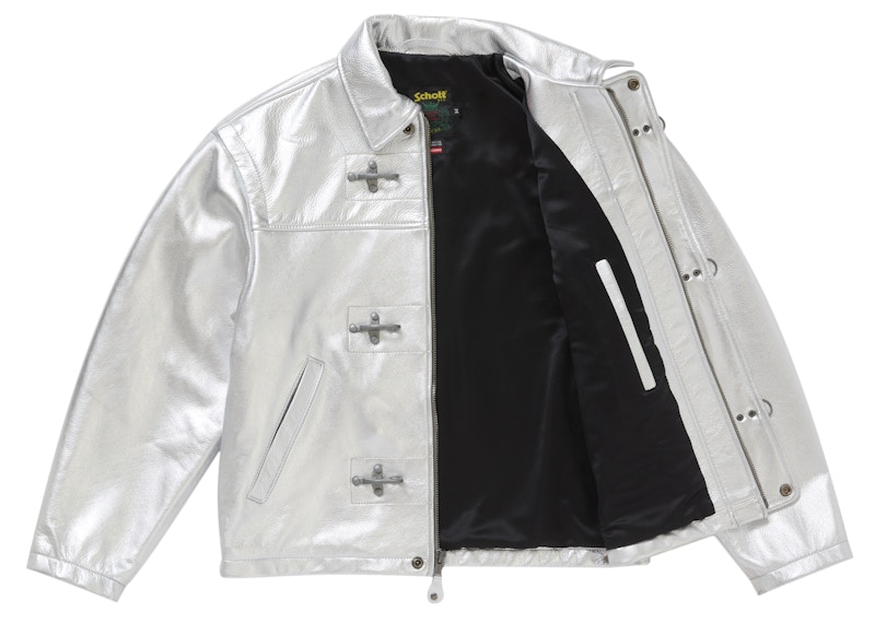 Order Supreme Schott 银色皮革夹克