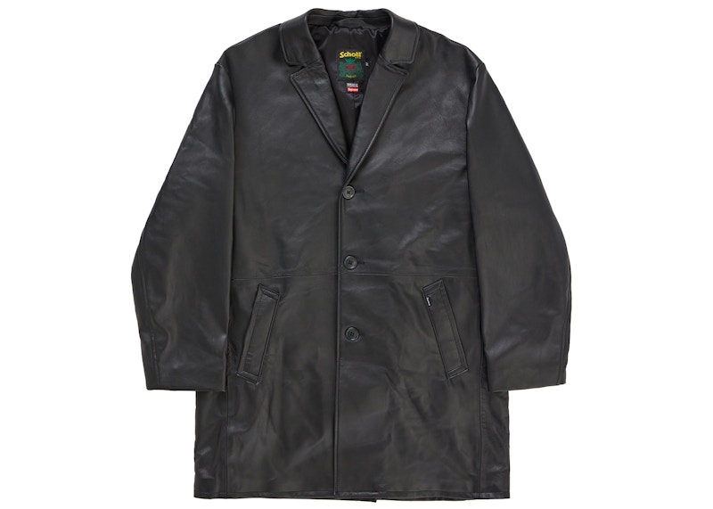 Supreme Schott Leather Overcoat (SS26) Black