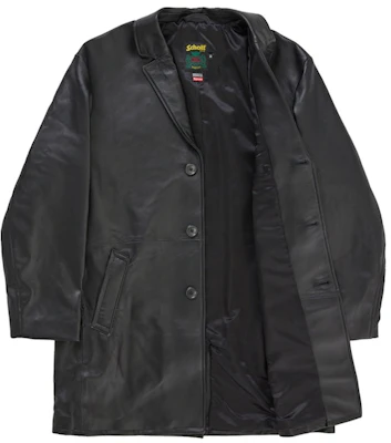 Supreme Schott Jaket Kulit Overcoat (SS26) Hitam Order Supreme Schott Jaket Kulit Overcoat (SS26) Hitam
