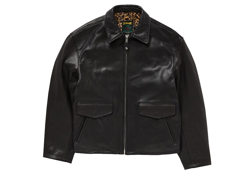 Supreme Schott Leather Racer Jacket (FW24) Black