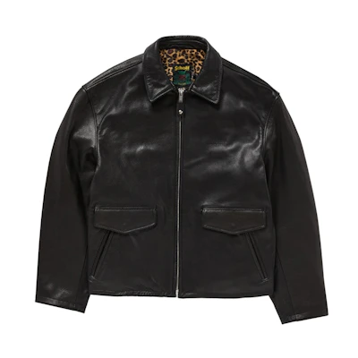 Supreme Schott Leather Racer Jacket (FW24) Black