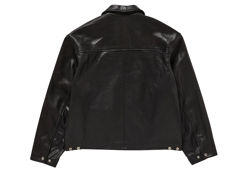 Supreme Schott Leather Racer Jacket (FW24) Black 圖 3