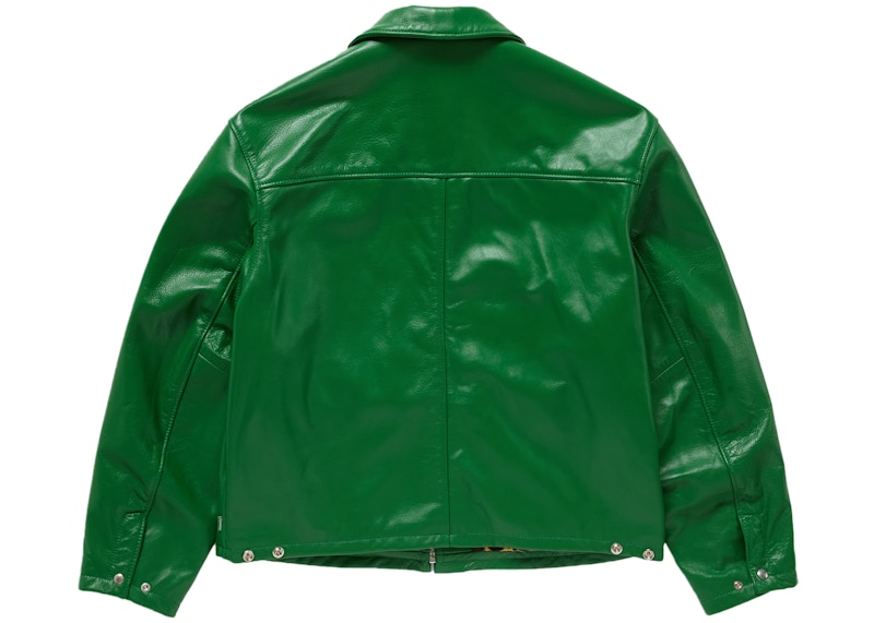Supreme Schott Leather Racer Jacket (FW24) Green