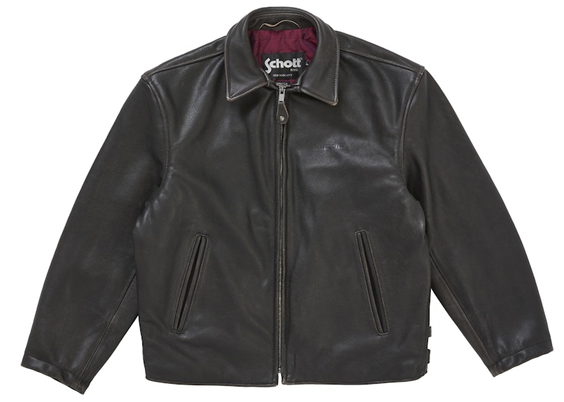 Supreme Schott Leather Racer Jacket (FW25) Black