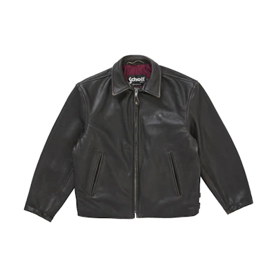 Supreme Schott Leather Racer Jacket (FW25) Black