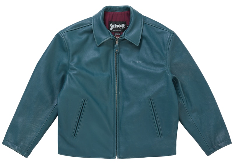 Supreme Schott Leather Racer Jacket (FW25) Teal