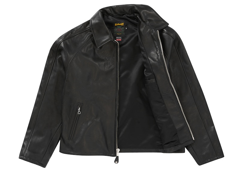 Supreme Schott Leather Racer Jacket Black 圖 2