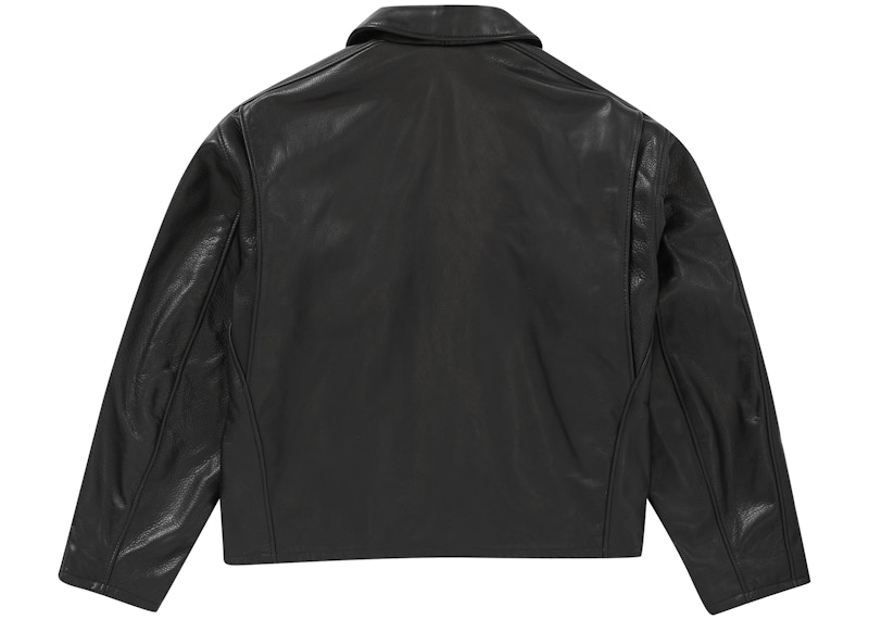 Supreme Schott Leather Racer Jacket Black 圖 3