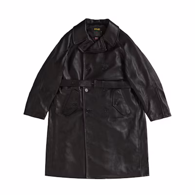 Supreme Schott Leather Trench Coat Black