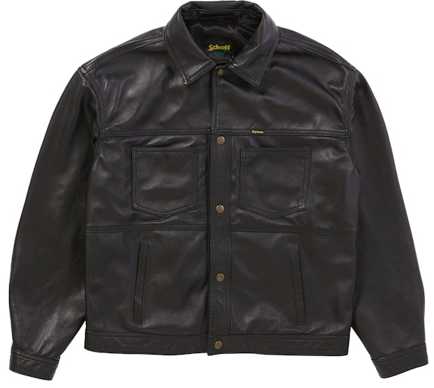 supreme-schott-leather-work-jacket-black