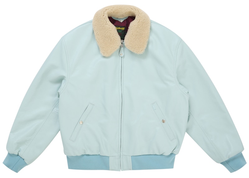 Supreme Schott Shearling Bomber Jacket (SS26) Light Blue 圖 4