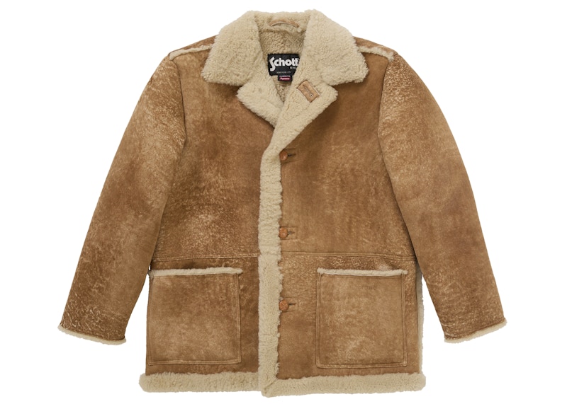 Supreme Schott Shearling Coat Tan