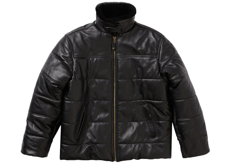 Order 슈프림 x 쇼트 퍼칼라 레더 푸퍼 자켓 (블랙) 
