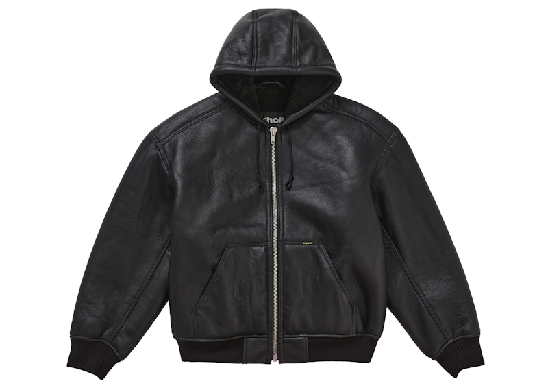 Supreme Schott Shearling Hooded Work Jacket Black