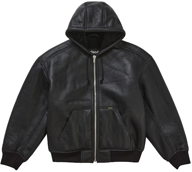 supreme-schott-shearling-hooded-work-jacket-black