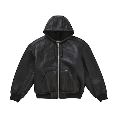 Supreme Schott Shearling Hooded Work Jacket Black