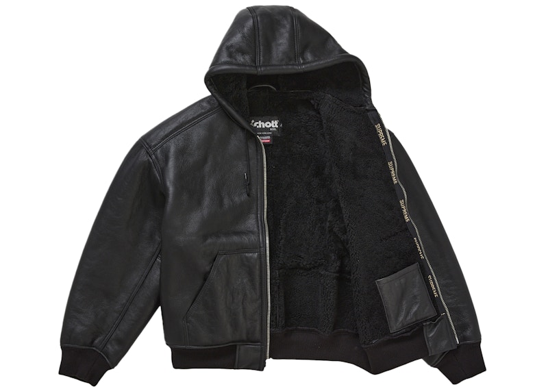 Order Supreme Schott 仔羊毛連帽工裝外套 黑色