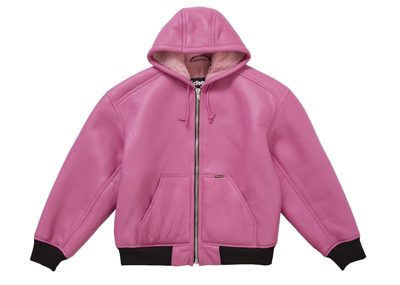 Supreme Schott Shearling Hooded Work Jacket Pink