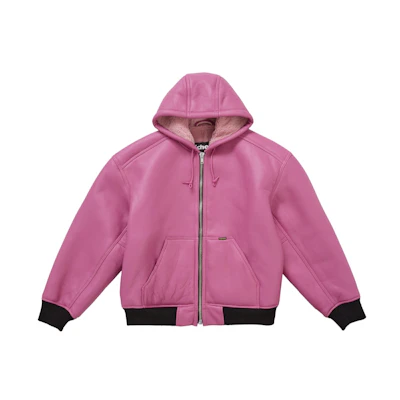 Supreme Schott Shearling Hooded Work Jacket Pink
