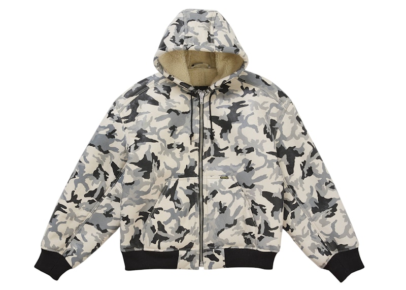 Supreme Schott Shearling Hooded Work Jacket Snow Camo