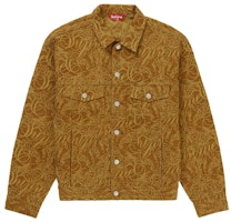 Supreme Script Jacquard Denim Trucker Jacket Brown Supreme Script Jacquard Denim Trucker Jacket Brown