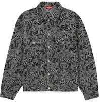 Supreme Script Jacquard Denim Trucker Jacket Washed Black Supreme Script Jacquard Denim Trucker Jacket Washed Black