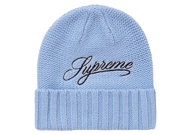 Buy Supreme Script Logo Beanie Biru Muda