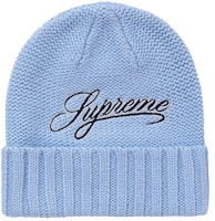 Supreme Script Logo Beanie Light Blue
