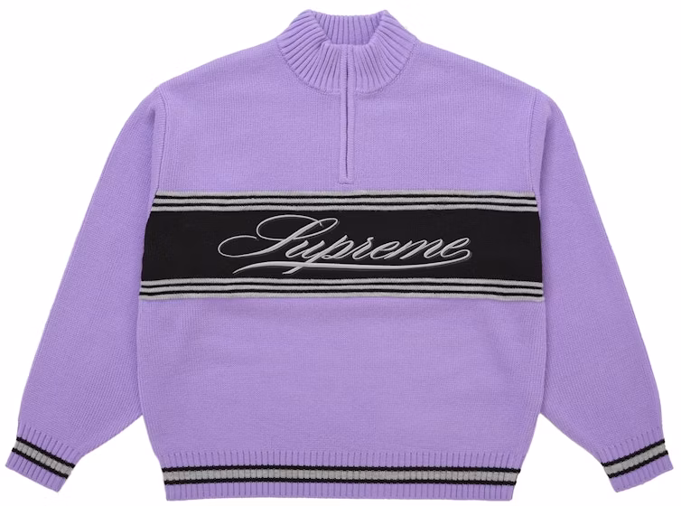 supreme-script-stripe-half-zip-sweater-purple