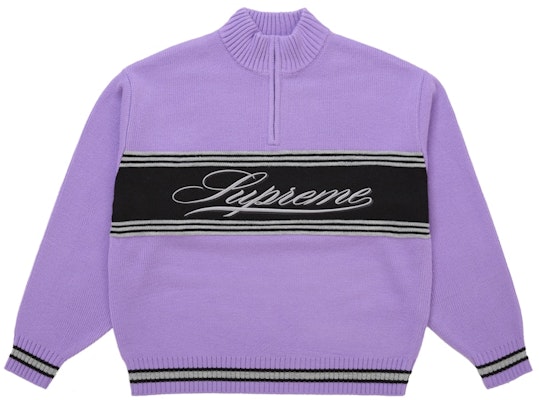 Supreme Script Stripe Half Zip Sweater Ungu Buy Supreme Script Stripe Half Zip Sweater Ungu