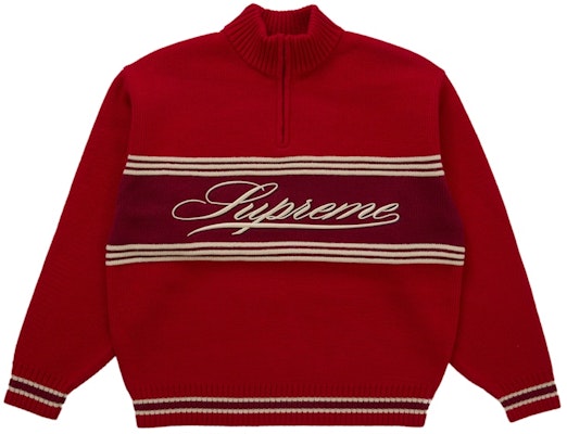 Sudadera Roja Half Zip Supreme Script Stripe. Buy Sudadera Roja Half Zip Supreme Script Stripe.