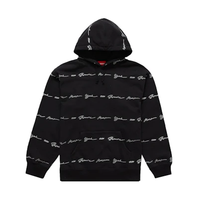 Supreme Script Stripe Hooded Sweatshirt Black