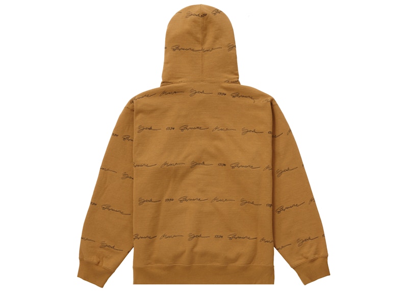 Order Supreme Script Stripe Hooded Sweatshirt Dark Mustard