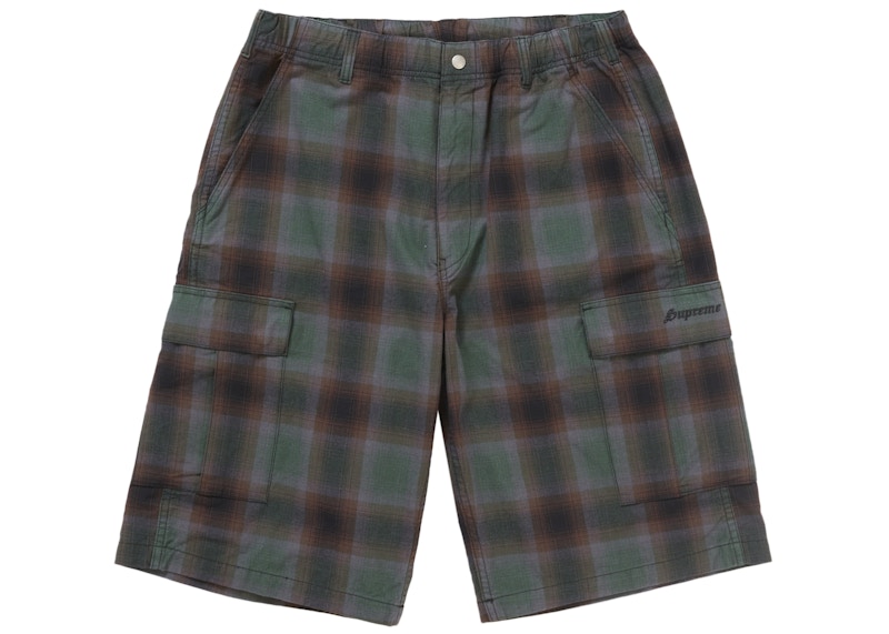 Supreme Shadow Plaid Cargo Short Green