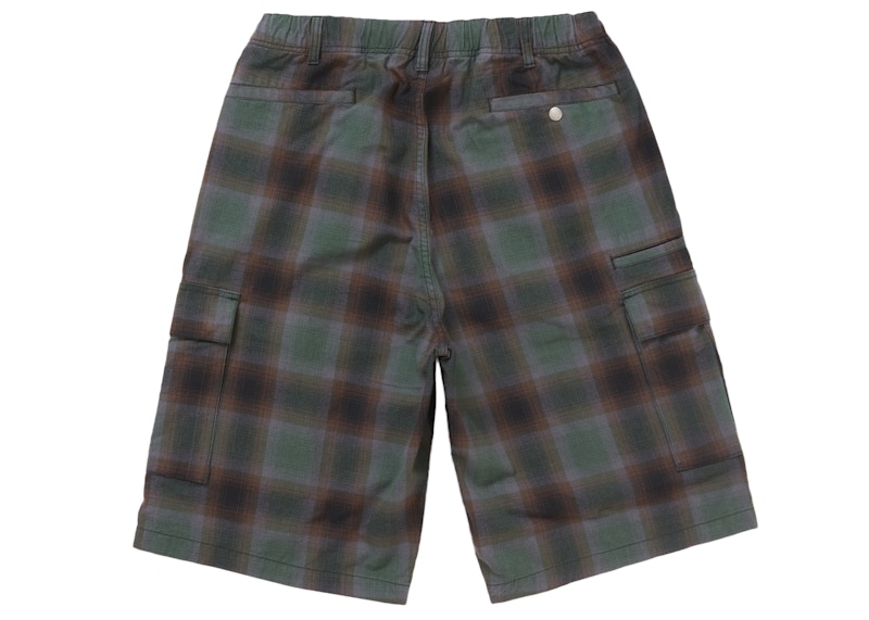 Order シュプリーム シャドウ プレイド カーゴ ショーツ グリーン