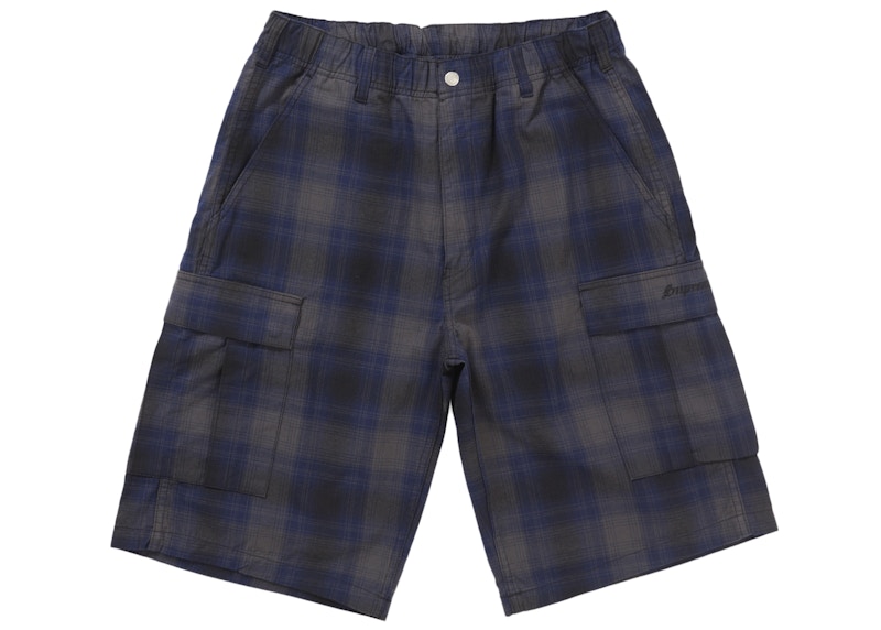 Supreme Shadow Plaid Cargo Short Navy