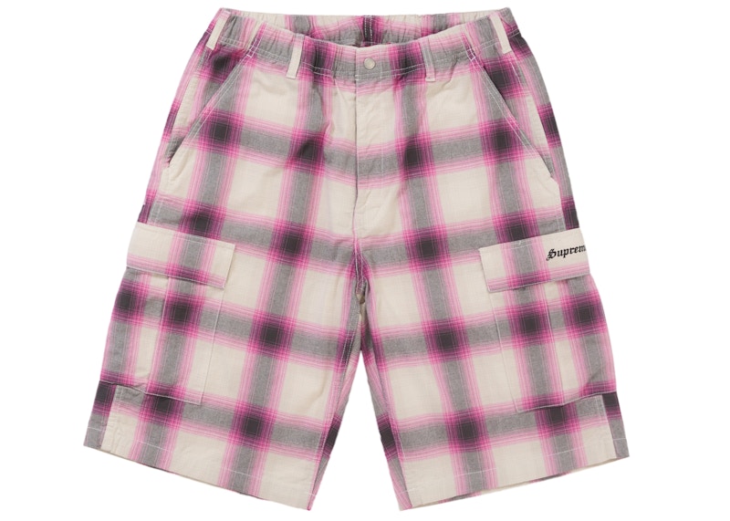Supreme Shadow Plaid Cargo Short Pink