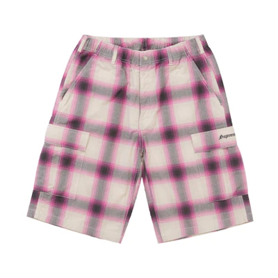 Supreme Shadow Plaid Cargo Short Pink