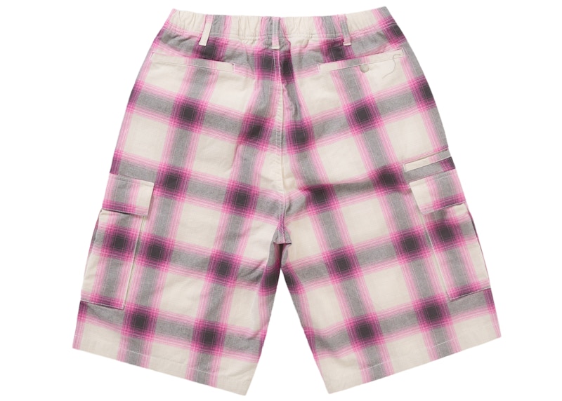 Order Supreme Pantalón Corto Cargo Cuadros Sombra Rosa.