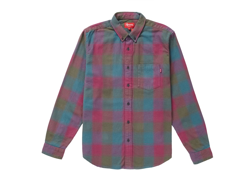 Buy Supreme深暗紫格子法兰绒衬衫