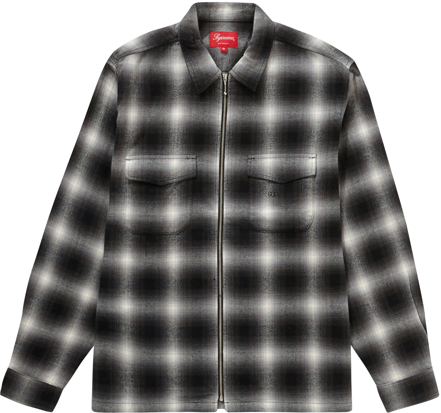 Supreme Shadow Plaid Flannel Zip Up Shirt Black - Novelship