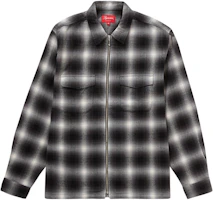 Supreme Shadow Plaid Flannel Zip Up Shirt Black Supreme Shadow Plaid Flannel Zip Up Shirt Black