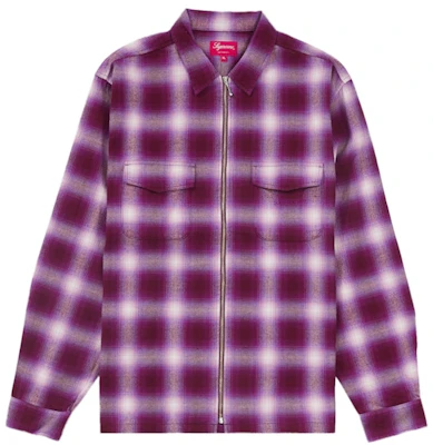 至高無上的影子格子法蘭絨拉鍊襯衫紫紅色 Buy 至高無上的影子格子法蘭絨拉鍊襯衫紫紅色